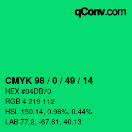 颜色代码: CMYK 98 / 0 / 49 / 14 | qconv.com