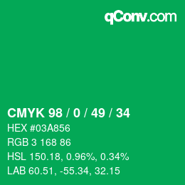 Color code: CMYK 98 / 0 / 49 / 34 | qconv.com