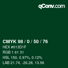 颜色代码: CMYK 98 / 0 / 50 / 76 | qconv.com