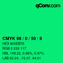 カラーコード: CMYK 98 / 0 / 50 / 8 | qconv.com