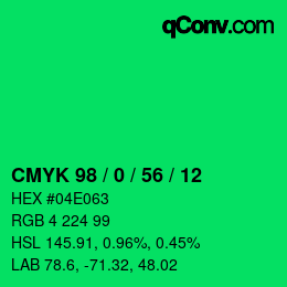 Color code: CMYK 98 / 0 / 56 / 12 | qconv.com