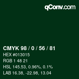 颜色代码: CMYK 98 / 0 / 56 / 81 | qconv.com
