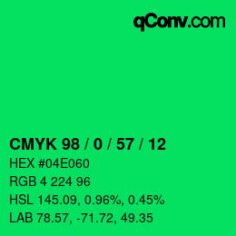 Color code: CMYK 98 / 0 / 57 / 12 | qconv.com