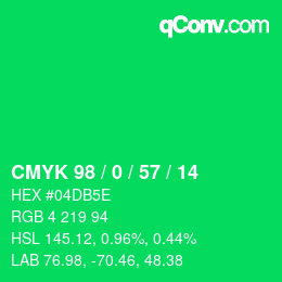 Color code: CMYK 98 / 0 / 57 / 14 | qconv.com