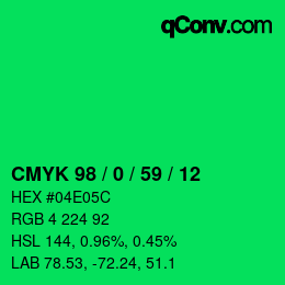 颜色代码: CMYK 98 / 0 / 59 / 12 | qconv.com
