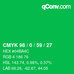 Color code: CMYK 98 / 0 / 59 / 27 | qconv.com