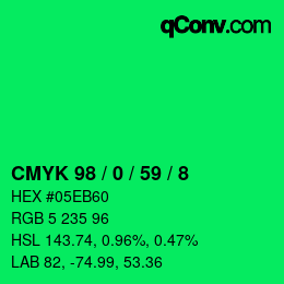 Color code: CMYK 98 / 0 / 59 / 8 | qconv.com