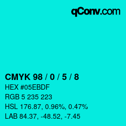 颜色代码: CMYK 98 / 0 / 5 / 8 | qconv.com