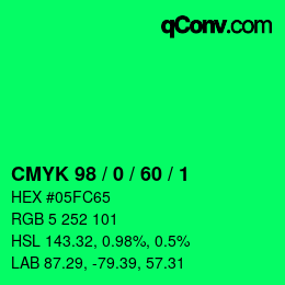 Color code: CMYK 98 / 0 / 60 / 1 | qconv.com