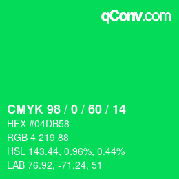 颜色代码: CMYK 98 / 0 / 60 / 14 | qconv.com