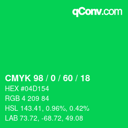 颜色代码: CMYK 98 / 0 / 60 / 18 | qconv.com