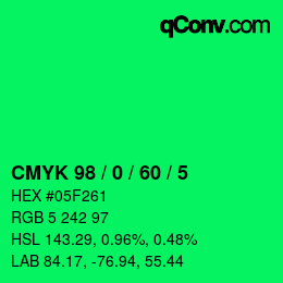 Color code: CMYK 98 / 0 / 60 / 5 | qconv.com