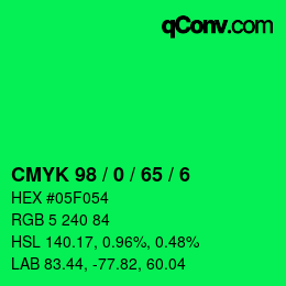 Color code: CMYK 98 / 0 / 65 / 6 | qconv.com