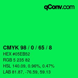 カラーコード: CMYK 98 / 0 / 65 / 8 | qconv.com
