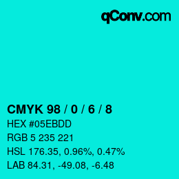 カラーコード: CMYK 98 / 0 / 6 / 8 | qconv.com
