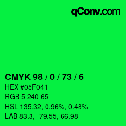 Color code: CMYK 98 / 0 / 73 / 6 | qconv.com