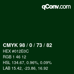 Color code: CMYK 98 / 0 / 73 / 82 | qconv.com