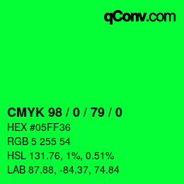 Color code: CMYK 98 / 0 / 79 / 0 | qconv.com