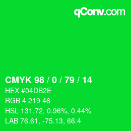 颜色代码: CMYK 98 / 0 / 79 / 14 | qconv.com