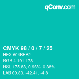 Color code: CMYK 98 / 0 / 7 / 25 | qconv.com