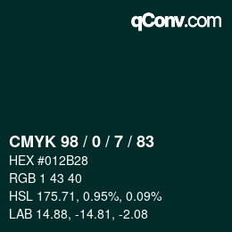 カラーコード: CMYK 98 / 0 / 7 / 83 | qconv.com