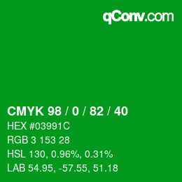 Color code: CMYK 98 / 0 / 82 / 40 | qconv.com