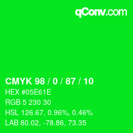 Color code: CMYK 98 / 0 / 87 / 10 | qconv.com