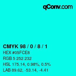 Color code: CMYK 98 / 0 / 8 / 1 | qconv.com