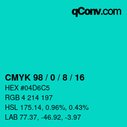 Color code: CMYK 98 / 0 / 8 / 16 | qconv.com
