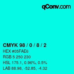 Color code: CMYK 98 / 0 / 8 / 2 | qconv.com