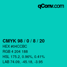 Color code: CMYK 98 / 0 / 8 / 20 | qconv.com