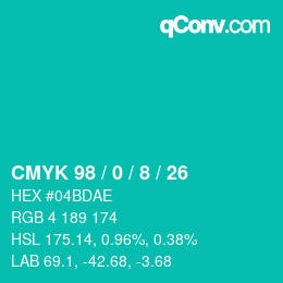Color code: CMYK 98 / 0 / 8 / 26 | qconv.com
