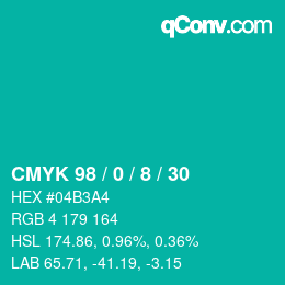 Color code: CMYK 98 / 0 / 8 / 30 | qconv.com