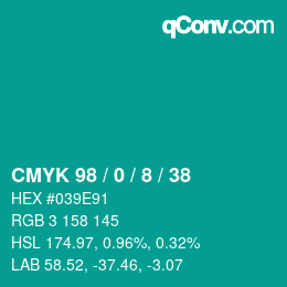 カラーコード: CMYK 98 / 0 / 8 / 38 | qconv.com
