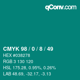 Color code: CMYK 98 / 0 / 8 / 49 | qconv.com