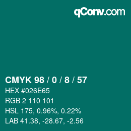 Color code: CMYK 98 / 0 / 8 / 57 | qconv.com