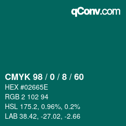 颜色代码: CMYK 98 / 0 / 8 / 60 | qconv.com