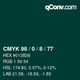 Color code: CMYK 98 / 0 / 8 / 77 | qconv.com