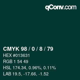 カラーコード: CMYK 98 / 0 / 8 / 79 | qconv.com