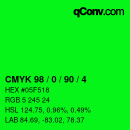 Color code: CMYK 98 / 0 / 90 / 4 | qconv.com