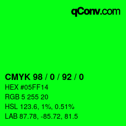 颜色代码: CMYK 98 / 0 / 92 / 0 | qconv.com