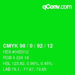 Color code: CMYK 98 / 0 / 92 / 12 | qconv.com