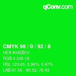Color code: CMYK 98 / 0 / 92 / 8 | qconv.com