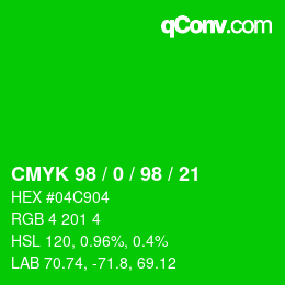 Color code: CMYK 98 / 0 / 98 / 21 | qconv.com
