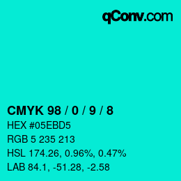Color code: CMYK 98 / 0 / 9 / 8 | qconv.com