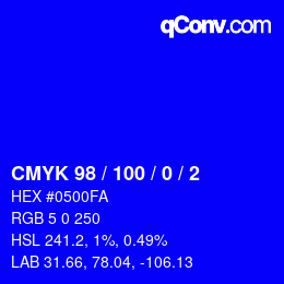 カラーコード: CMYK 98 / 100 / 0 / 2 | qconv.com