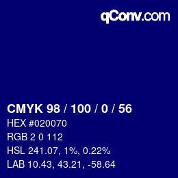 Color code: CMYK 98 / 100 / 0 / 56 | qconv.com