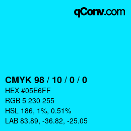 颜色代码: CMYK 98 / 10 / 0 / 0 | qconv.com