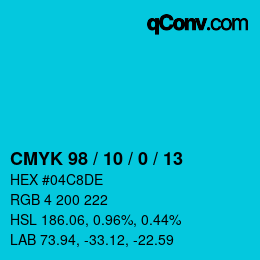 颜色代码: CMYK 98 / 10 / 0 / 13 | qconv.com