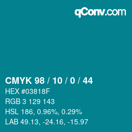 カラーコード: CMYK 98 / 10 / 0 / 44 | qconv.com